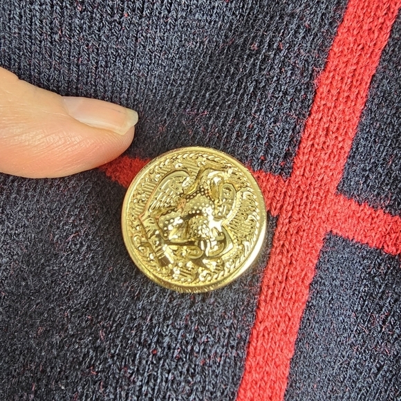 Anne Klein Black & Red Windowpane Open Front Sweater NWT - Picture 5 of 8